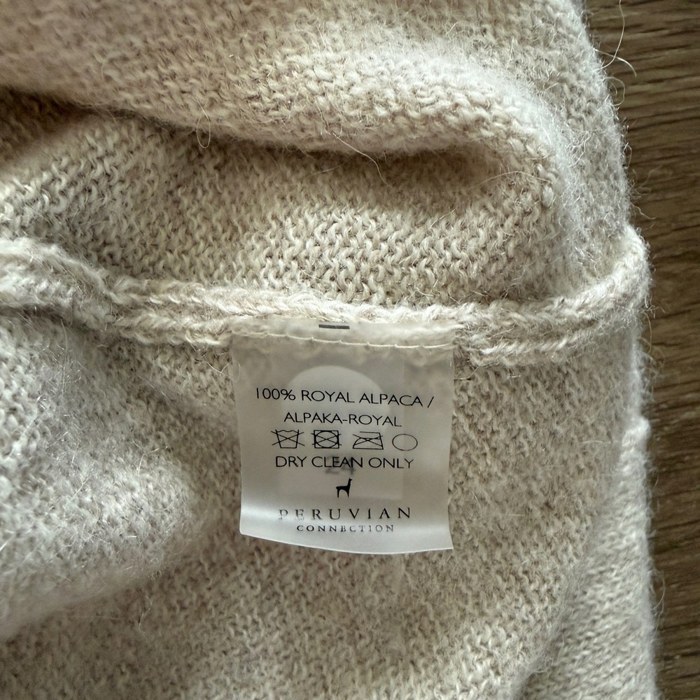 Peruvian Connection 100% Royal Alpaca Cable Knit Maxi Sweater Dress Oatmeal M - Picture 5 of 10